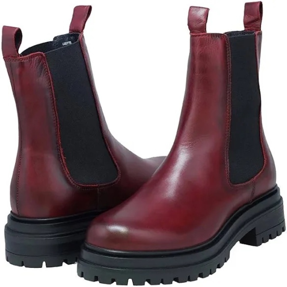 Miz Mooz Lizette Burgundy Leather Chelsea Boots